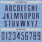 Custom Light Blue Navy-White Wavy Lines Sports Sublimation Soccer Uniform Jersey