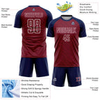 Custom Crimson Navy-White Wavy Lines Sports Sublimation Soccer Uniform Jersey