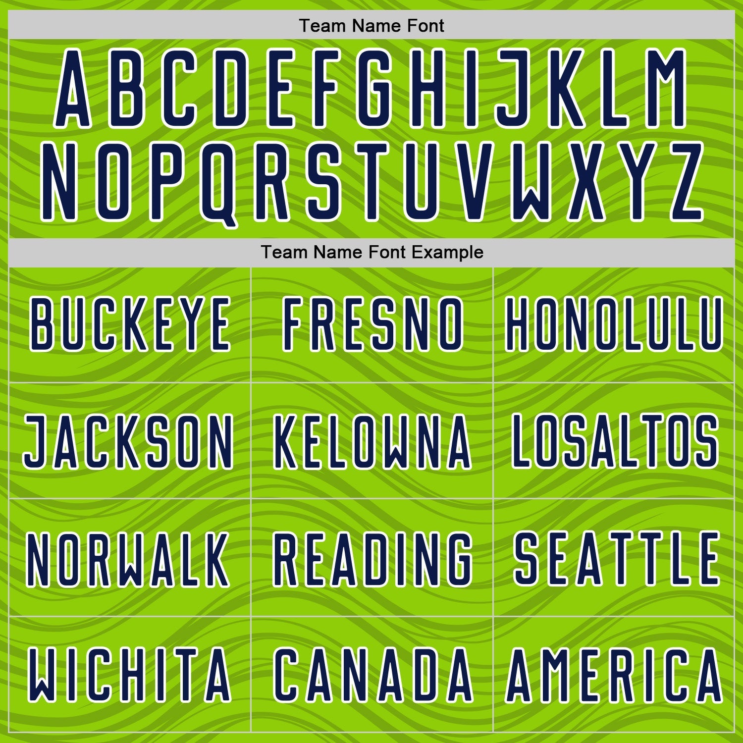 Custom Neon Green Navy-White Wavy Lines Sports Sublimation Soccer Uniform Jersey