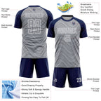 Custom Gray Navy-White Wavy Lines Sports Sublimation Soccer Uniform Jersey