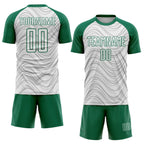 Custom White Kelly Green Wavy Lines Sports Sublimation Soccer Uniform Jersey