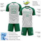 Custom White Kelly Green Wavy Lines Sports Sublimation Soccer Uniform Jersey