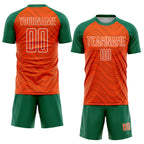 Custom Orange Kelly Green-White Wavy Lines Sports Sublimation Soccer Uniform Jersey