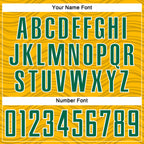 Custom Gold Kelly Green-White Wavy Lines Sports Sublimation Soccer Uniform Jersey