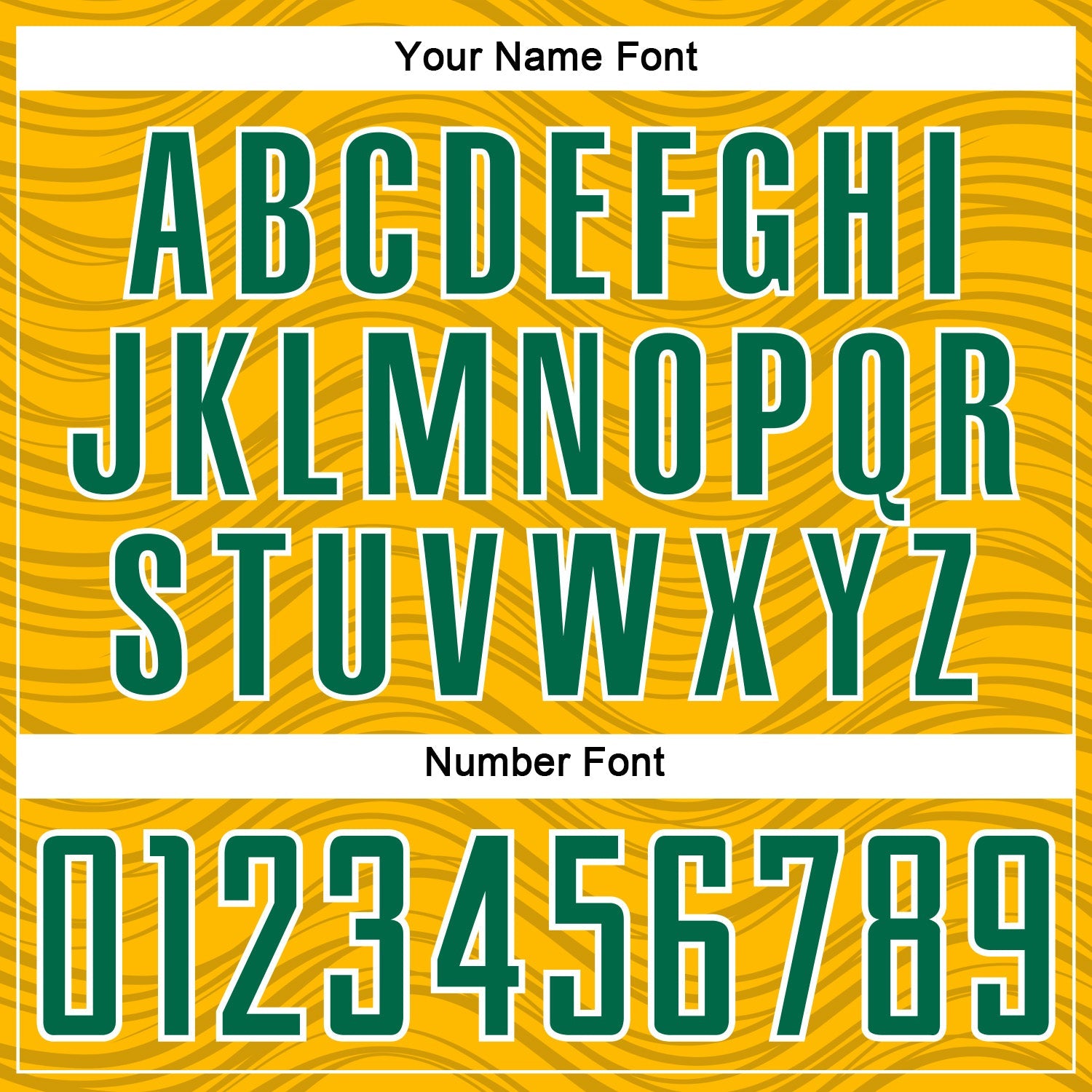 Custom Gold Kelly Green-White Wavy Lines Sports Sublimation Soccer Uniform Jersey