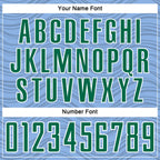 Custom Light Blue Kelly Green-White Wavy Lines Sports Sublimation Soccer Uniform Jersey