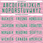 Custom Light Pink Kelly Green-White Wavy Lines Sports Sublimation Soccer Uniform Jersey