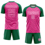 Custom Pink Kelly Green-White Wavy Lines Sports Sublimation Soccer Uniform Jersey