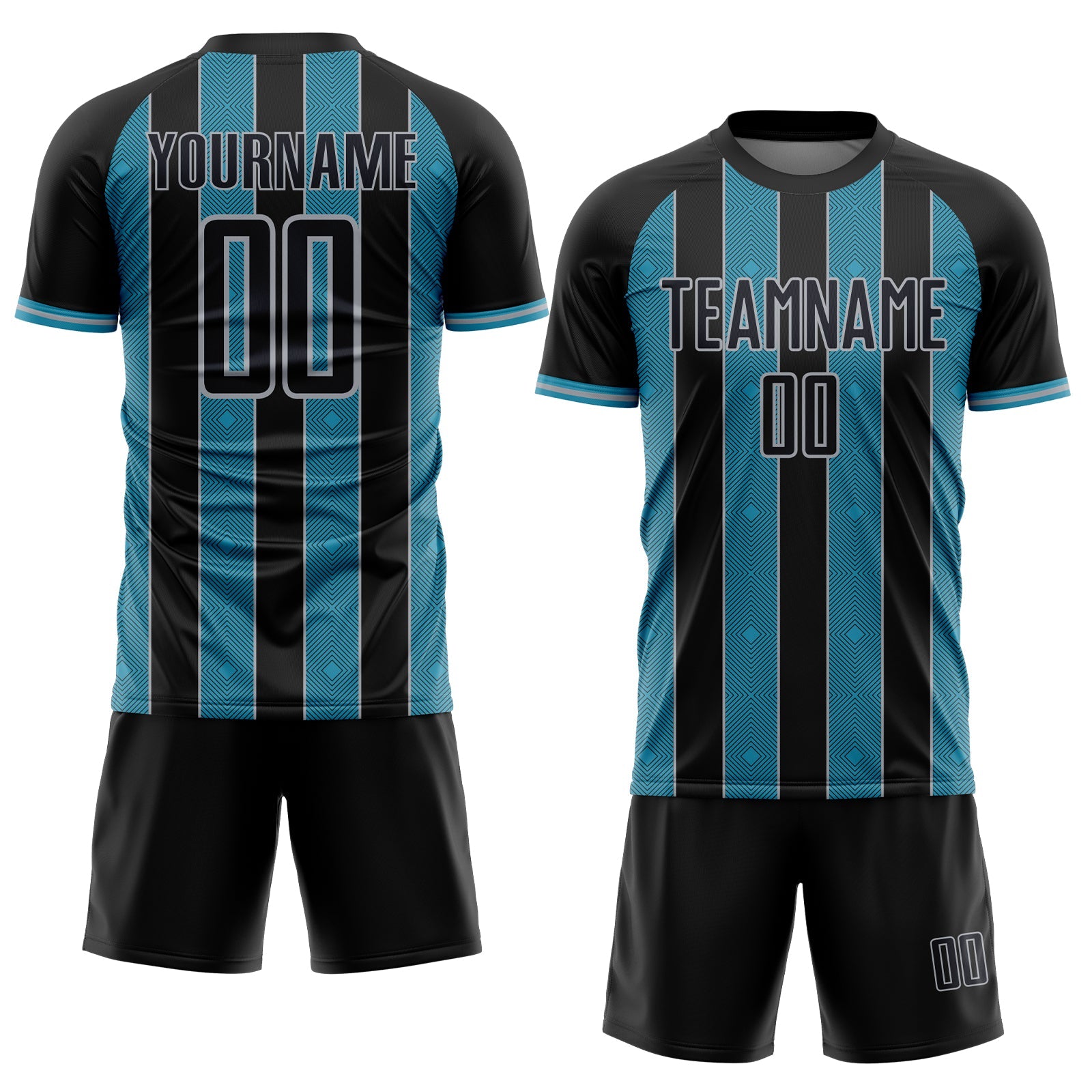 Custom Black Panther Blue-Gray Pinstripe Line Sports Sublimation Soccer Uniform Jersey