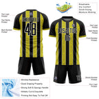 Custom Black Light Yellow-White Pinstripe Line Sports Sublimation Soccer Uniform Jersey