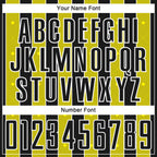 Custom Black Light Yellow-White Pinstripe Line Sports Sublimation Soccer Uniform Jersey