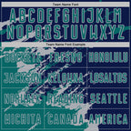 Custom Navy Teal-Gray Abstract Fragment Art Splash Sports Sublimation Soccer Uniform Jersey