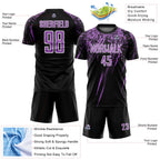 Custom Black Medium Purple-White Splash Sports Sublimation Soccer Uniform Jersey