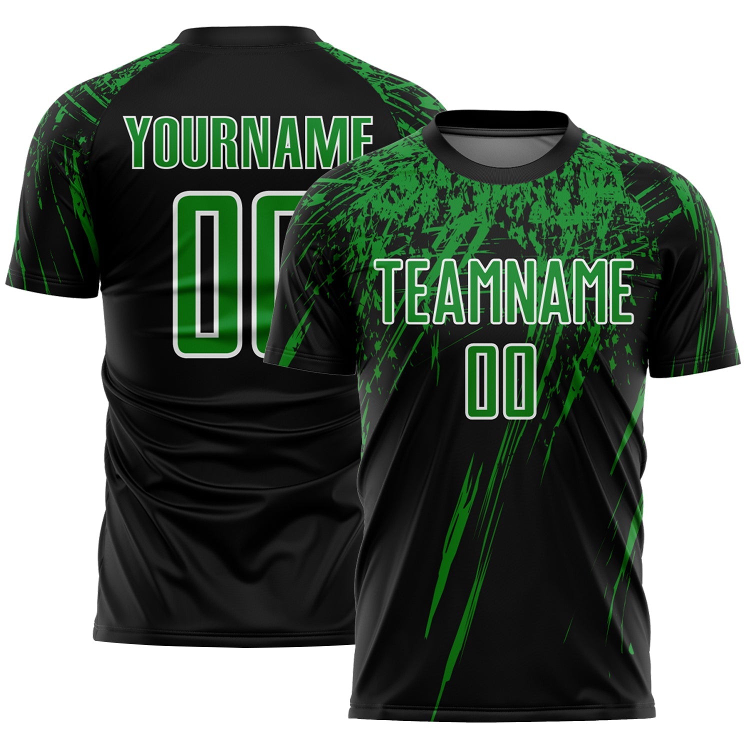 Custom Black Grass Green-White Splash Sports Sublimation Soccer Uniform Jersey