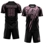 Custom Black Light Pink Splash Sports Sublimation Soccer Uniform Jersey