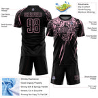 Custom Black Light Pink Splash Sports Sublimation Soccer Uniform Jersey