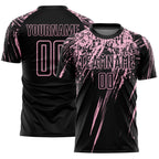 Custom Black Light Pink Splash Sports Sublimation Soccer Uniform Jersey