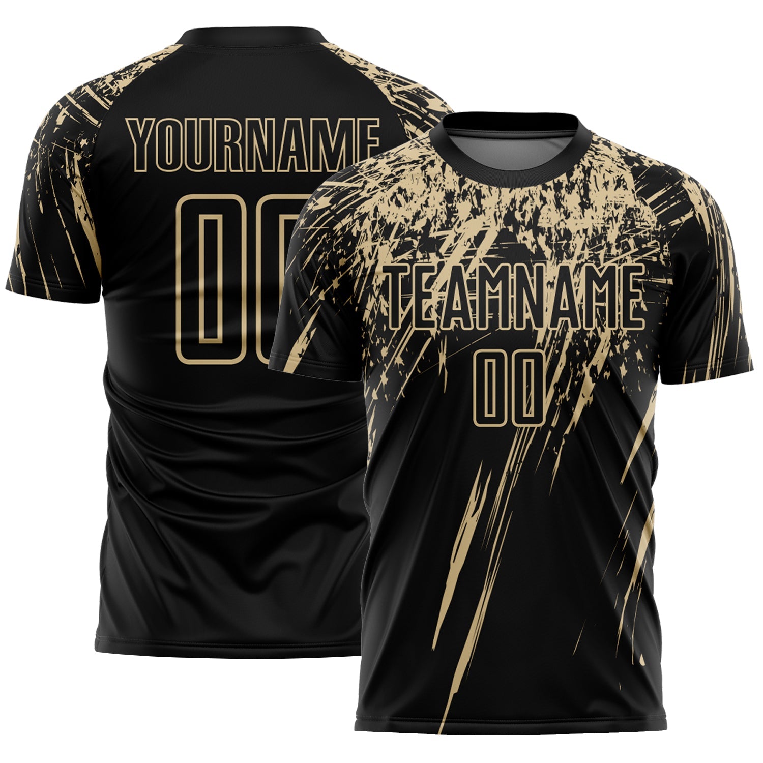 Custom Black Vegas Gold Splash Sports Sublimation Soccer Uniform Jersey