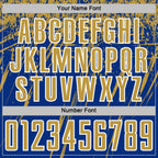 Custom Royal Old Gold-White Splash Sports Sublimation Soccer Uniform Jersey