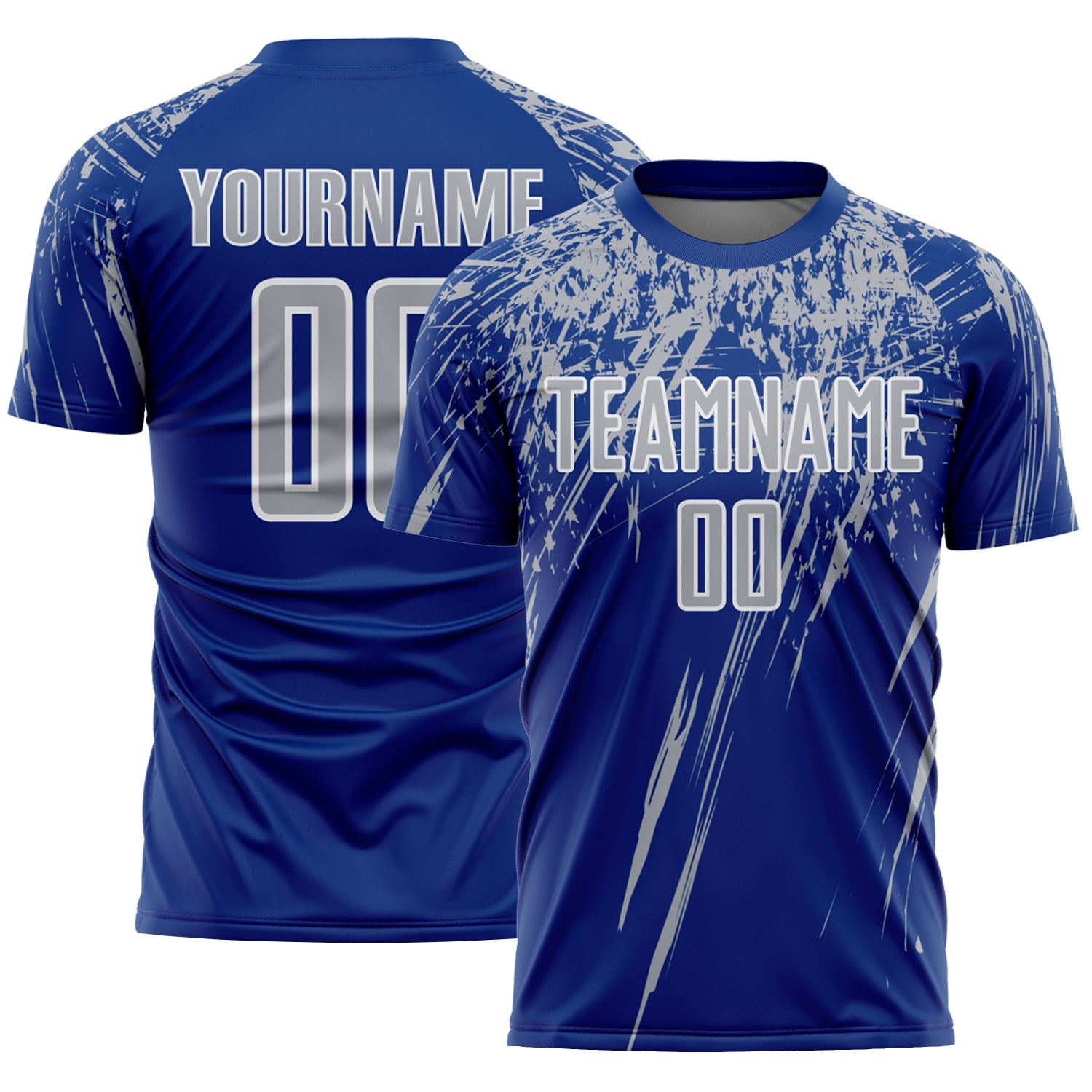 Custom Royal Gray-White Splash Sports Sublimation Soccer Uniform Jersey