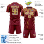 Custom Crimson Old Gold-White Splash Sports Sublimation Soccer Uniform Jersey