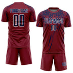 Custom Crimson Navy-White Splash Sports Sublimation Soccer Uniform Jersey