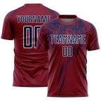 Custom Crimson Navy-White Splash Sports Sublimation Soccer Uniform Jersey