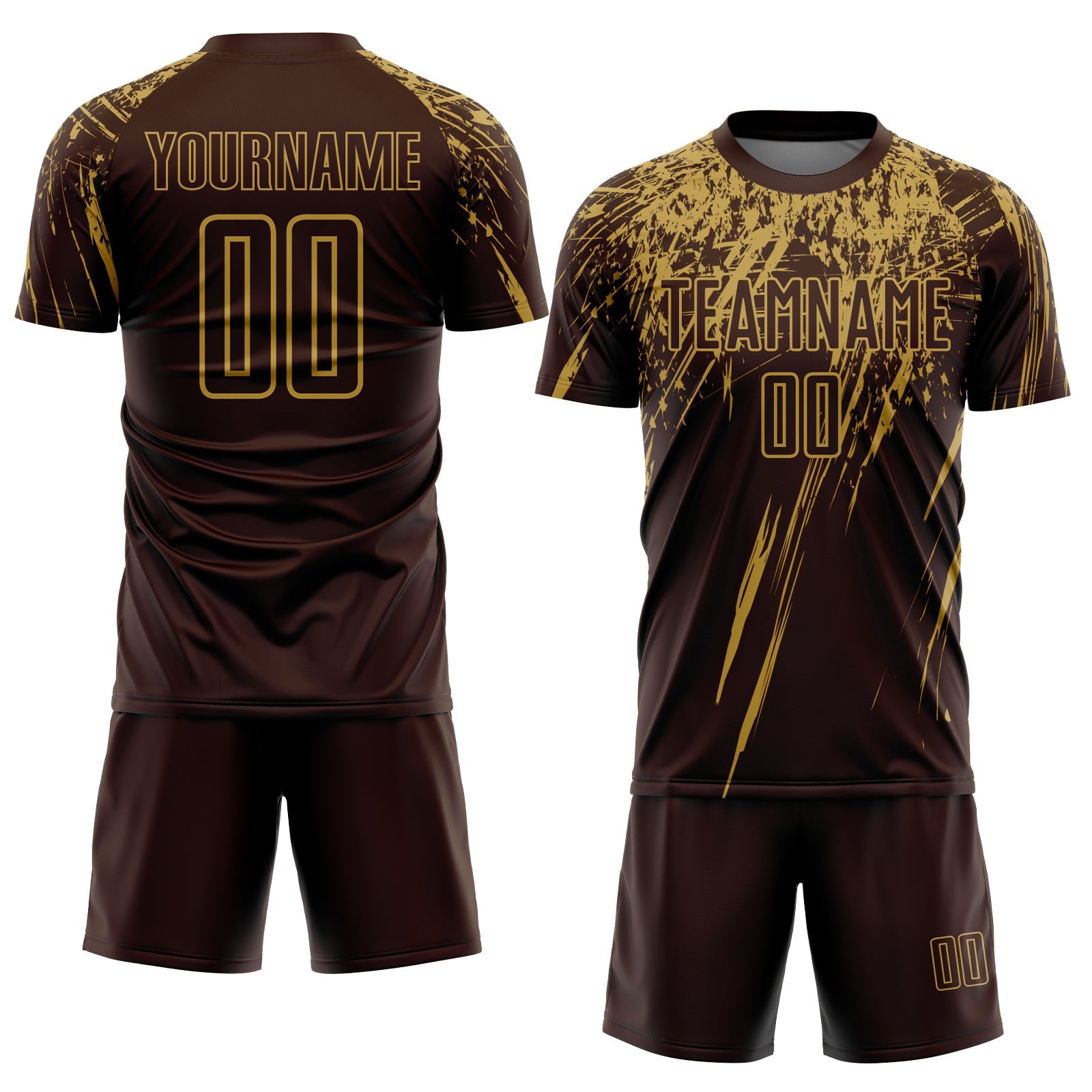 Custom Brown Old Gold Splash Sports Sublimation Soccer Uniform Jersey