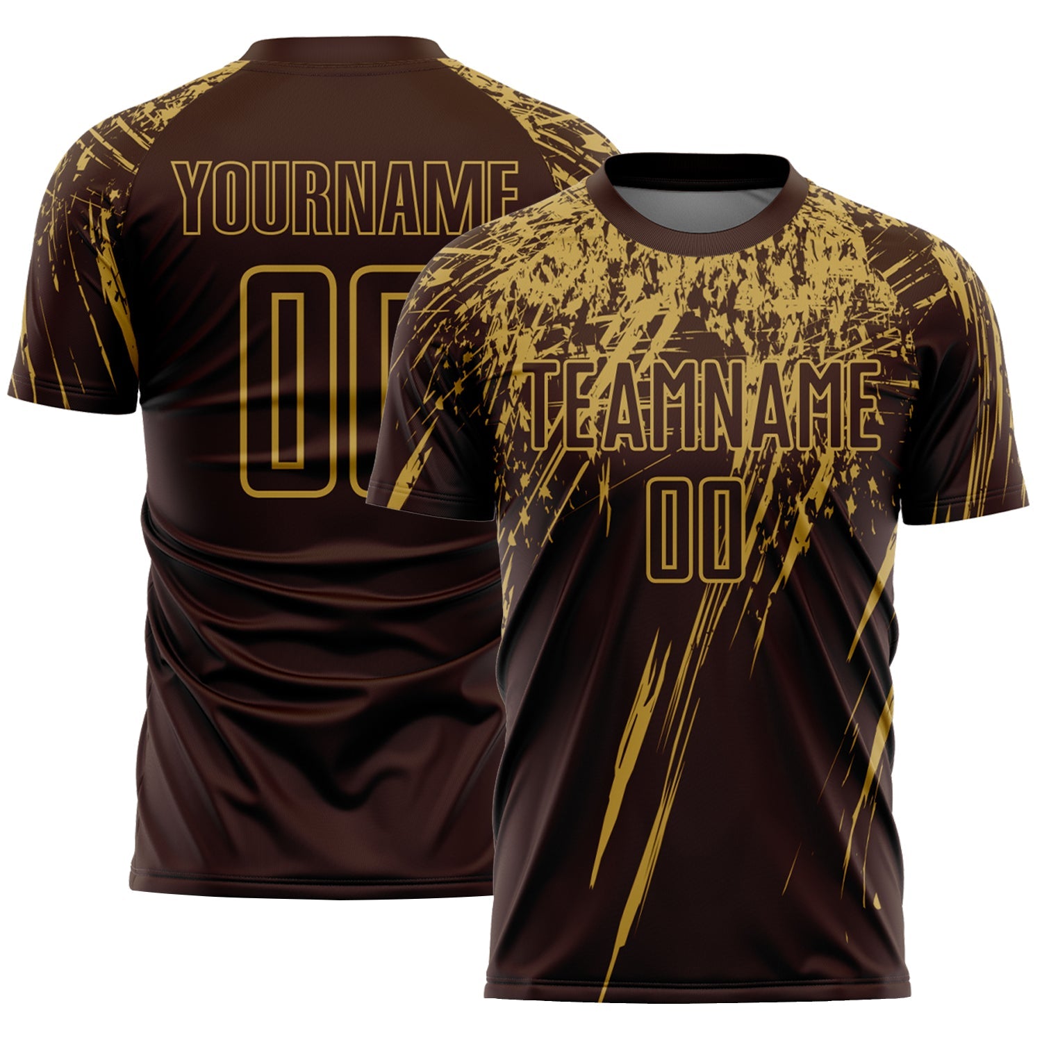 Custom Brown Old Gold Splash Sports Sublimation Soccer Uniform Jersey