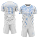 Custom White Light Blue Splash Sports Sublimation Soccer Uniform Jersey