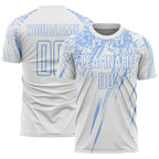 Custom White Light Blue Splash Sports Sublimation Soccer Uniform Jersey