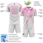 Custom White Pink Splash Sports Sublimation Soccer Uniform Jersey