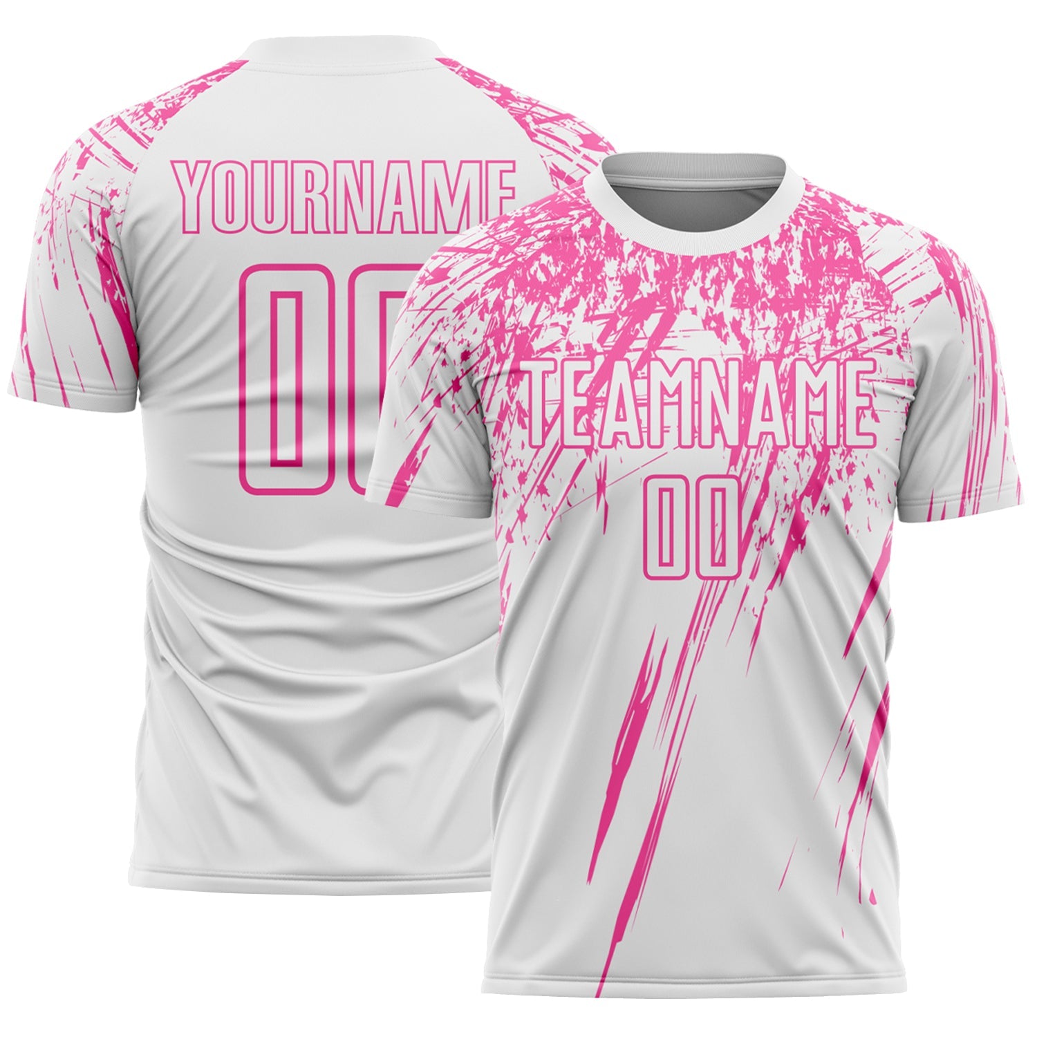 Custom White Pink Splash Sports Sublimation Soccer Uniform Jersey