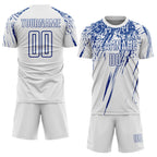Custom White Royal Splash Sports Sublimation Soccer Uniform Jersey