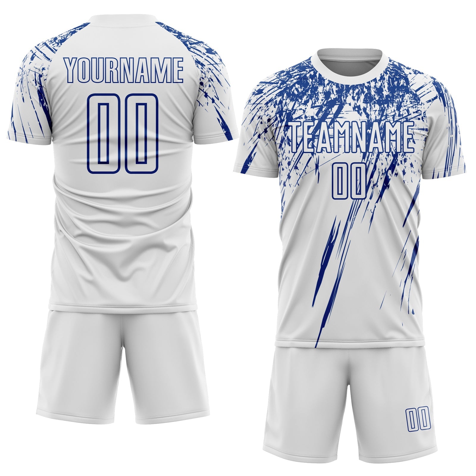 Custom White Royal Splash Sports Sublimation Soccer Uniform Jersey