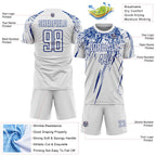 Custom White Royal Splash Sports Sublimation Soccer Uniform Jersey