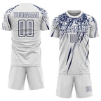 Custom White Navy Splash Sports Sublimation Soccer Uniform Jersey
