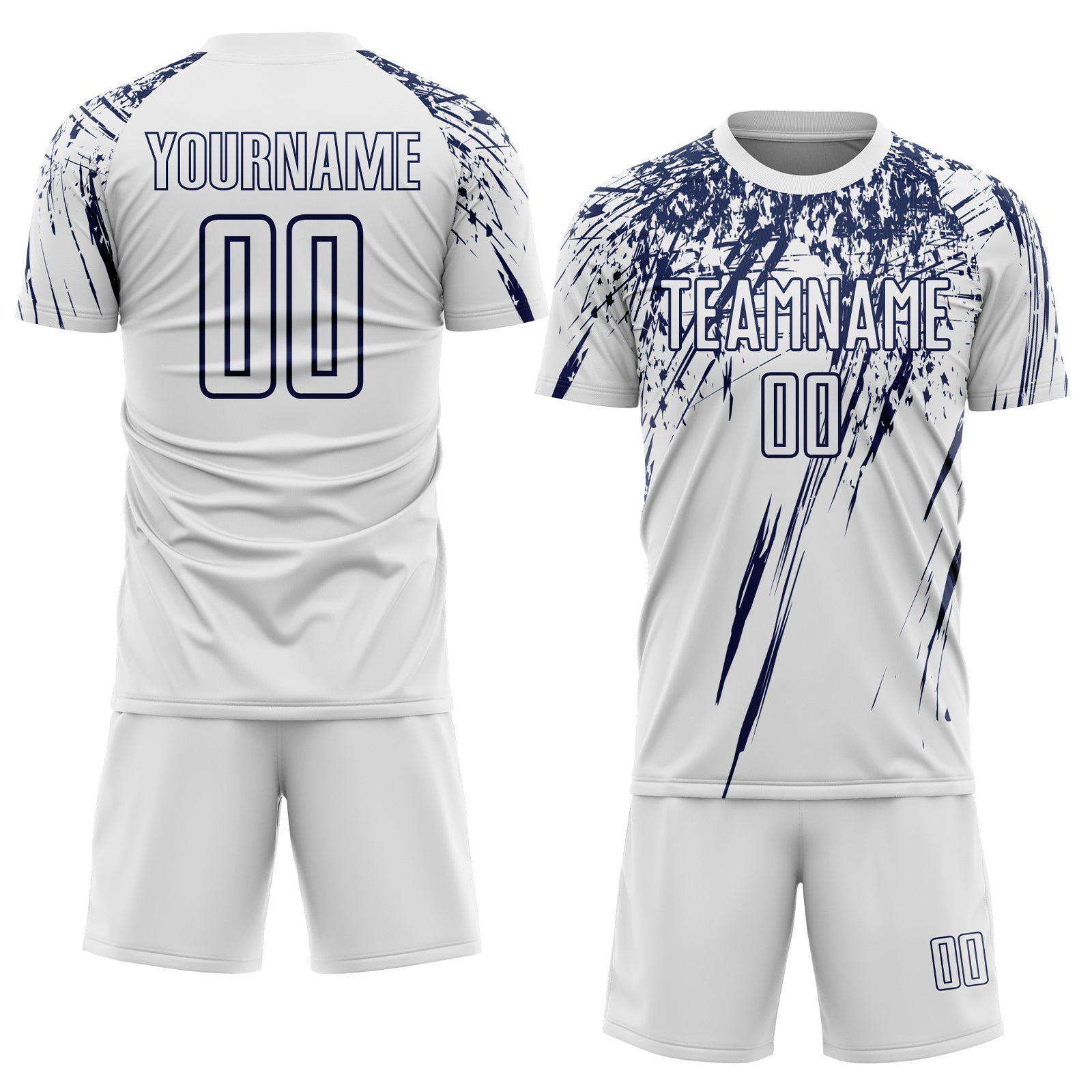 Custom White Navy Splash Sports Sublimation Soccer Uniform Jersey