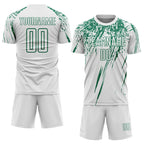 Custom White Kelly Green Splash Sports Sublimation Soccer Uniform Jersey