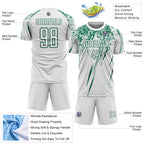 Custom White Kelly Green Splash Sports Sublimation Soccer Uniform Jersey