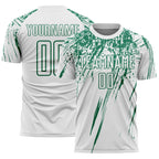 Custom White Kelly Green Splash Sports Sublimation Soccer Uniform Jersey
