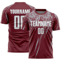 Custom Burgundy White-Gray Splash Sports Sublimation Soccer Uniform Jersey