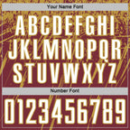 Custom Burgundy White-Old Gold Splash Sports Sublimation Soccer Uniform Jersey