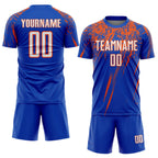 Custom Thunder Blue White-Orange Splash Sports Sublimation Soccer Uniform Jersey