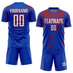 Custom Thunder Blue White-Red Splash Sports Sublimation Soccer Uniform Jersey