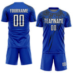 Custom Thunder Blue White-Black Splash Sports Sublimation Soccer Uniform Jersey