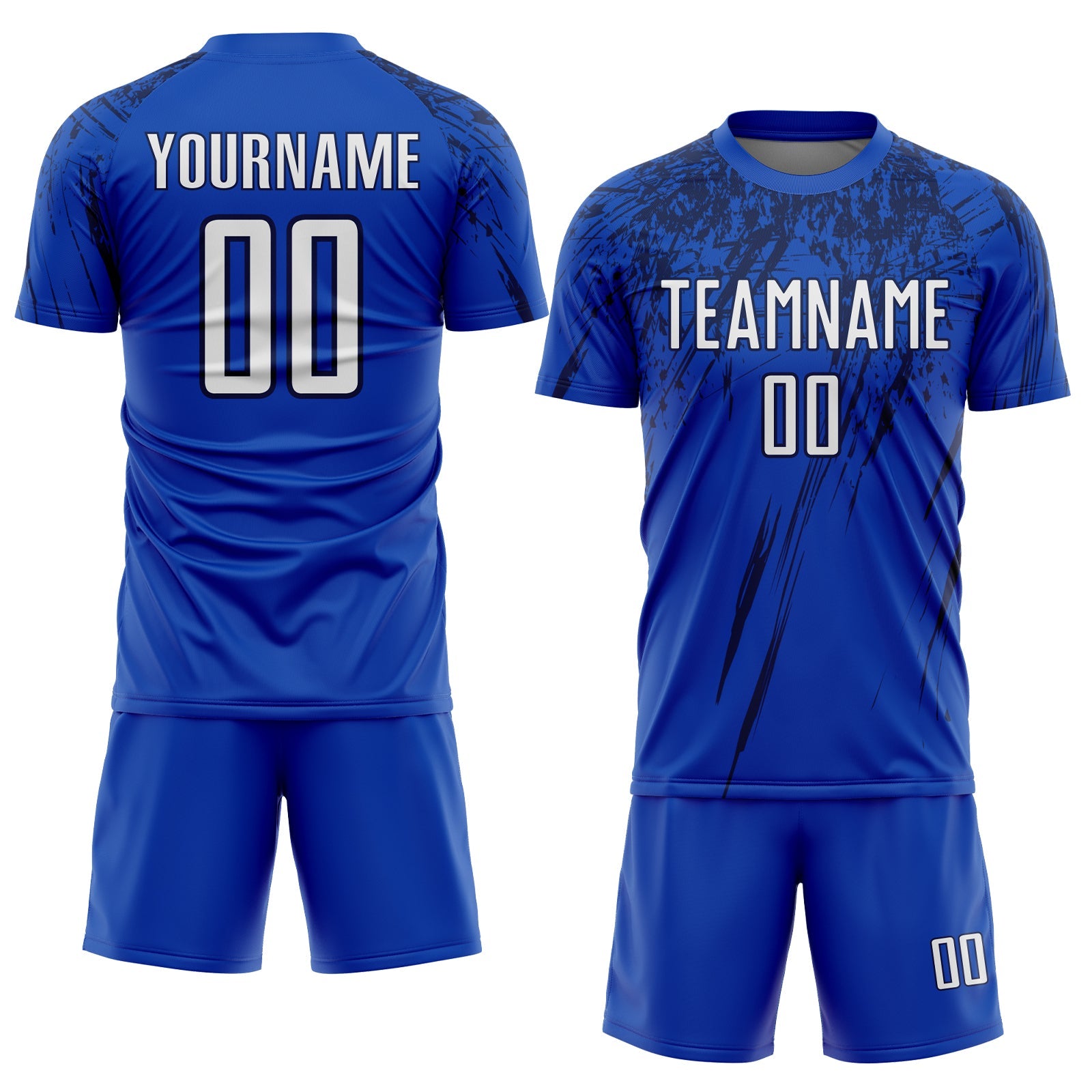 Custom Thunder Blue White-Navy Splash Sports Sublimation Soccer Uniform Jersey