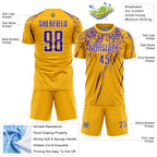 Custom Gold Purple-White Splash Sports Sublimation Soccer Uniform Jersey