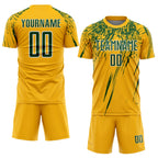 Custom Gold Green-White Splash Sports Sublimation Soccer Uniform Jersey