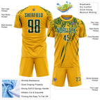 Custom Gold Green-White Splash Sports Sublimation Soccer Uniform Jersey